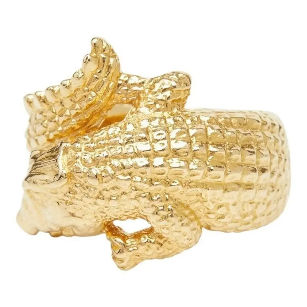 Unbranded Crocodile Motif 18K Yellow Gold Ring Gold